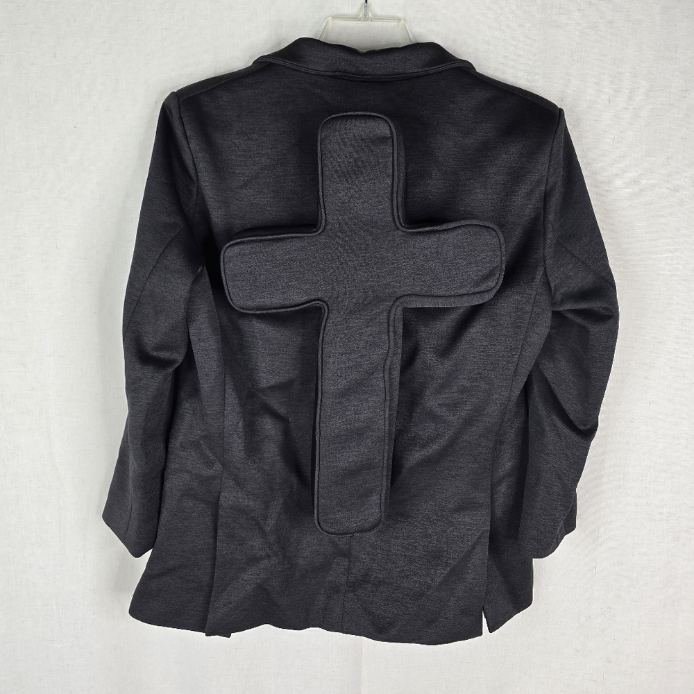 Seventh Heaven Mens Medium Black Cotton 3D Cross Jacket Blazer Ken Carson